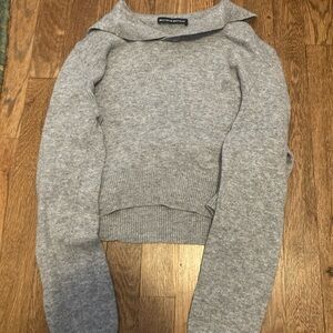 Brandy Melville Light Gray Collared Sweater